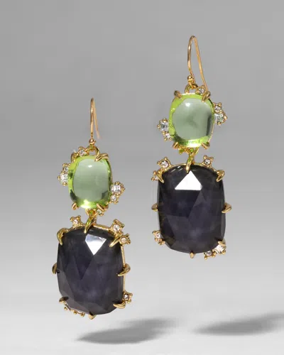 Alexis Bittar Double Stone Drop Wire Earring- In Multi