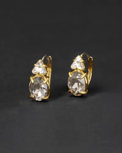 Alexis Bittar Eclat Crystal Petite Leverback Earrings In Gold