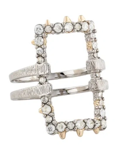 Pre-owned Alexis Bittar Elements Crystal Encrusted Rectangle Cocktail Ring In Multicolor