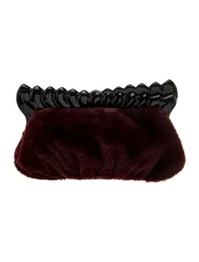 Pre-owned Alexis Bittar Faux Fur Clutch In Burgundy
