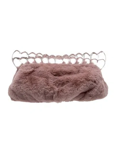 Pre-owned Alexis Bittar Faux Fur Evening Bag In Pink