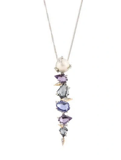 Pre-owned Alexis Bittar Faux Pearl & Crystal Pendant Necklace, 31.75" In Multi