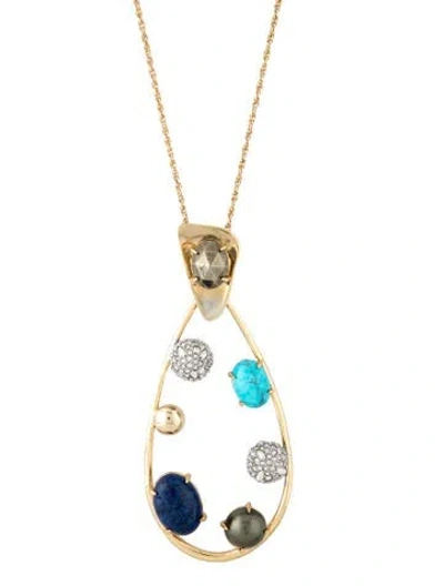 Pre-owned Alexis Bittar Faux Pearl & Crystal Pendant Necklace, 32" In Multi