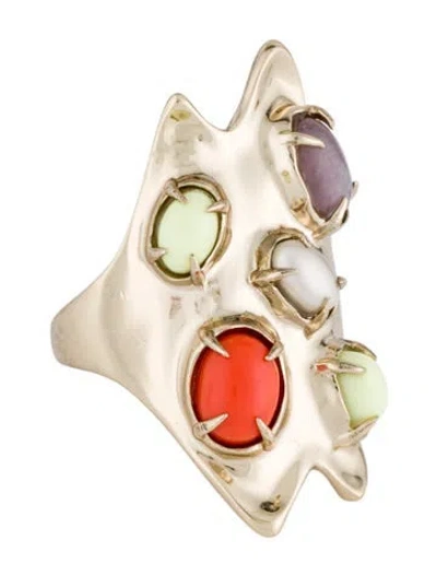 Pre-owned Alexis Bittar Faux Pearl & Multi-stone Cocktail Ring In Multicolor
