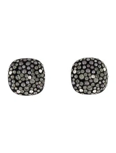 Pre-owned Alexis Bittar Faux Pearl, Crystal & Lucite Clip-on Earrings In Black