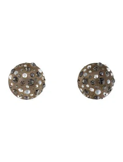 Pre-owned Alexis Bittar Faux Pearl, Crystal & Lucite Clip-on Earrings In Multi