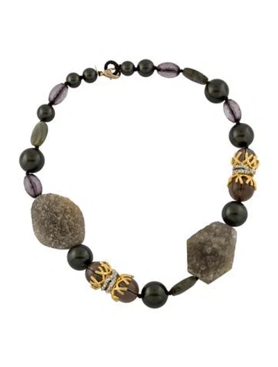 Pre-owned Alexis Bittar Faux Pearl, Crystal & Multistone Collar Necklace, 20.5"