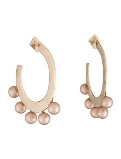 Pre-owned Alexis Bittar Faux Pearl Hoop Earrings In Multicolor