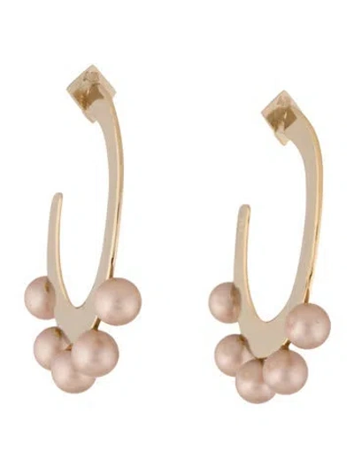 Pre-owned Alexis Bittar Faux Pearl Hoop Earrings In Neutral