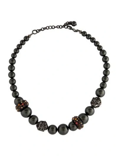 Pre-owned Alexis Bittar Faux Pearl, Lucite & Crystal Bead Necklace, 19.25" In Multi