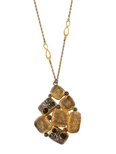 Pre-owned Alexis Bittar Faux Pearl Pendant Necklace, 33" In Multi