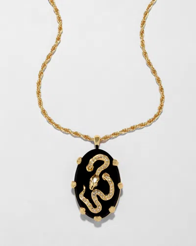 Alexis Bittar Georgian Serpent Cameo Necklace- In Burgundy