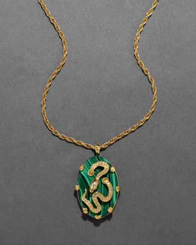 Alexis Bittar Georgian Serpent Cameo Necklace- In Brown