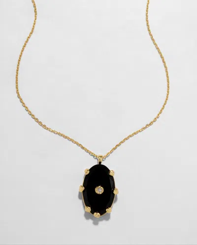 Alexis Bittar Georgian Stone Pendant Necklace- In Gray
