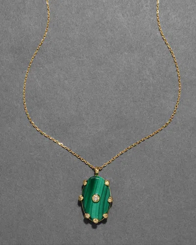 Alexis Bittar Georgian Stone Pendant Necklace- In Green