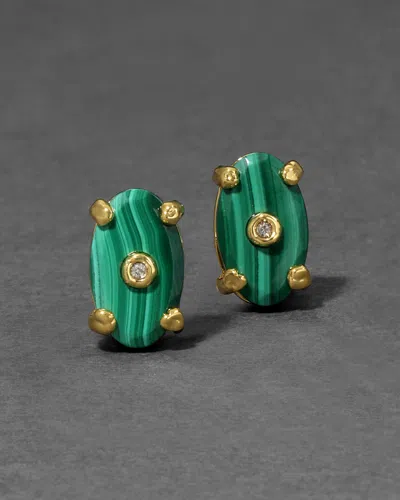 Alexis Bittar Georgian Stone Post Earring- In Gold