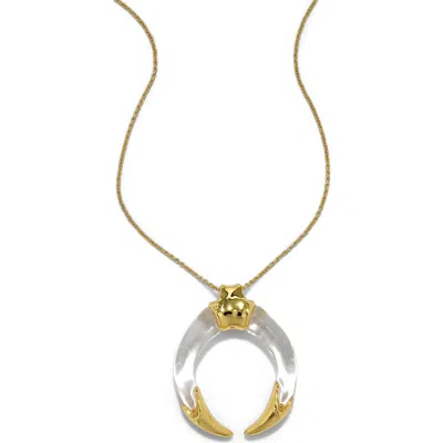 Alexis Bittar Gilded Tusk Lucite Pendant Necklace In Gold