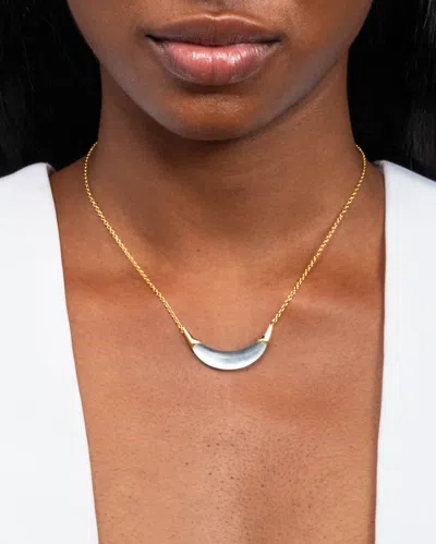 Alexis Bittar Gold Capped Crescent Lucite Necklace-