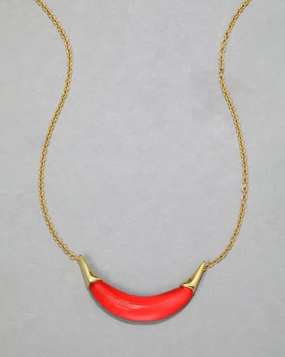 Alexis Bittar Gold Capped Crescent Lucite Necklace- In Pink