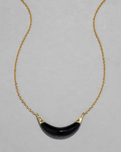 Alexis Bittar Gold Capped Crescent Lucite Necklace- In Pink