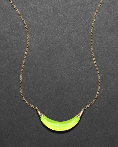Alexis Bittar Gold Capped Crescent Necklace- In Green