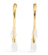 ALEXIS BITTAR GOLD PLATED AND LUCITE FRONT-BACK DOUBLE DROP EARRINGS