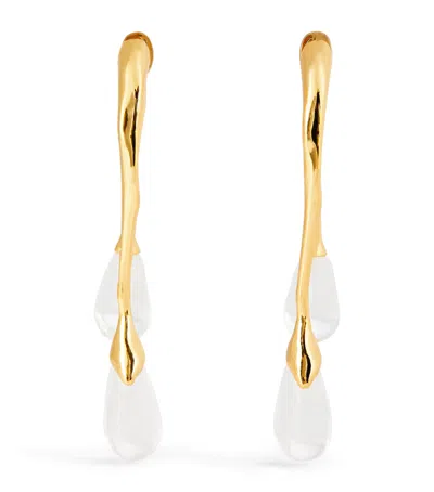 Alexis Bittar Lucite Front Back Double Drop Earrings In Gold/clear