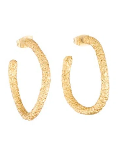 Pre-owned Alexis Bittar Golden Pebble Cake Large Textured Hoop Earrings In Multi