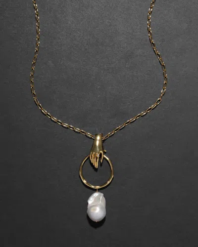 Alexis Bittar Hand Link Long Chain Necklace- In Gold