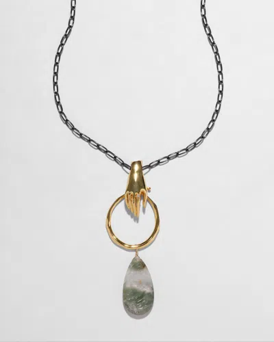 Alexis Bittar Hand Link Long Chain Necklace- In Metallic