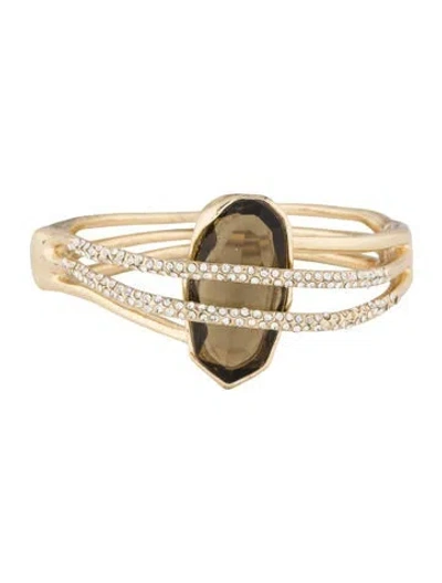 Pre-owned Alexis Bittar Havisham Crystal Encrusted Hinged Bangle Bracelet, 7" In Transparent