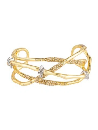 Pre-owned Alexis Bittar Intertwined Crystal Cuff Bracelet, 7" In Multi