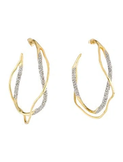 Pre-owned Alexis Bittar Intertwined Two Tone Pave Hoop Earring In Multi