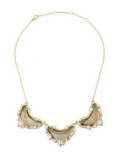Pre-owned Alexis Bittar Jagged Crystal Framed Crescent Jardin De Mystère Pendant Collar Necklace, 19" In Gold