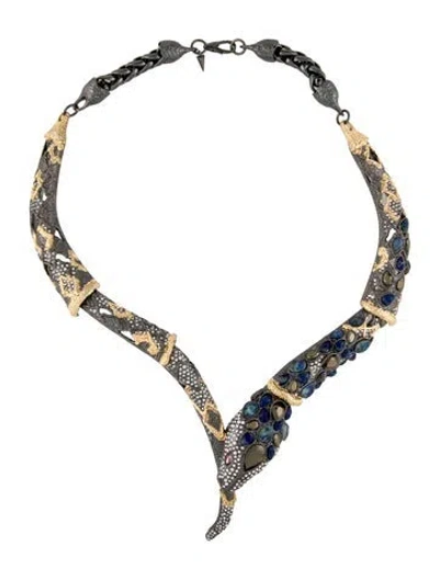 Pre-owned Alexis Bittar Jardin De Papillon Snake Collar Necklace, 14" In Multi