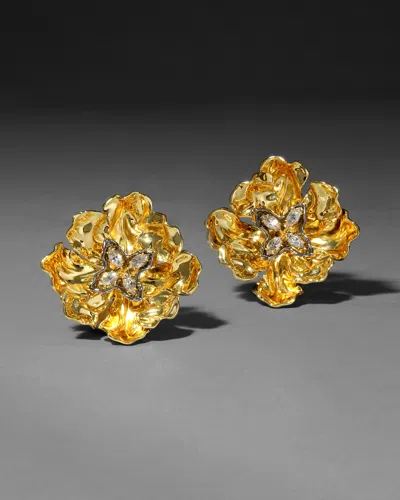 Alexis Bittar Jardin Rose Clip Earrings In Yellow
