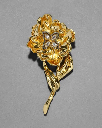 Alexis Bittar Jardin Stemmed Rose Pin In Gold