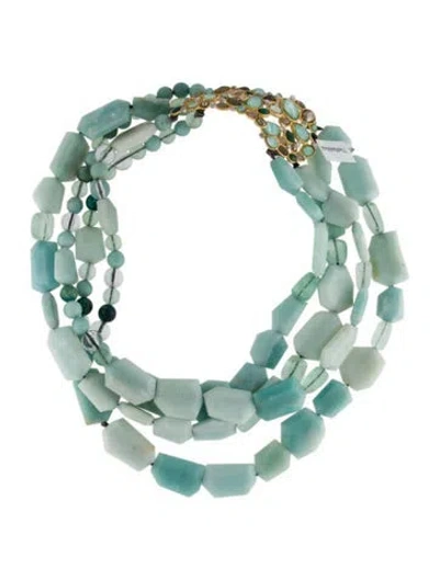 Pre-owned Alexis Bittar Kiwi Cluster Multi-strand Necklace, 3.5"