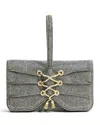 Alexis Bittar Lace Up Glitter Wristlet In Disco Gold