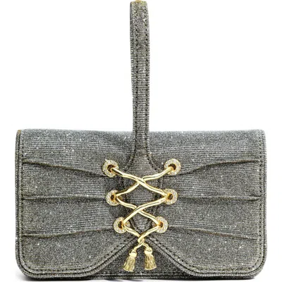 Alexis Bittar Lace Up Glitter Wristlet In Disco Gold