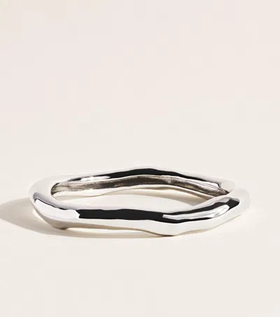Alexis Bittar Large Rhodium-plated Molten Bangle In Metallic