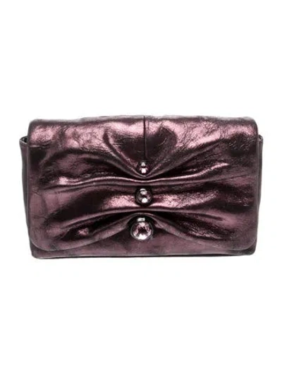 Pre-owned Alexis Bittar Leather Clutch In Metallic/purple