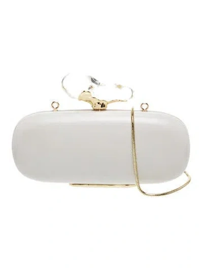 Pre-owned Alexis Bittar Leather Minaudière In White