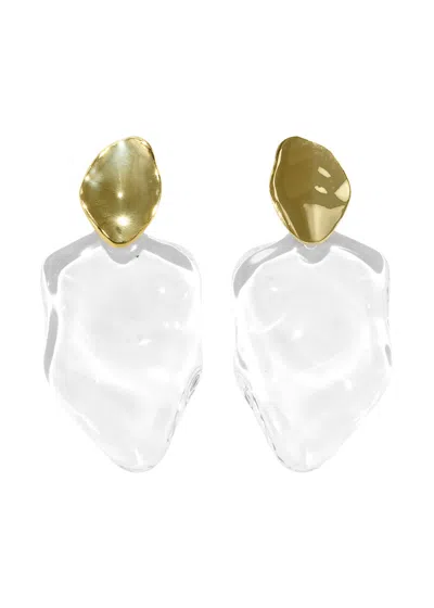 Alexis Bittar Liquid Lucite 14kt Gold-plated Drop Earrings In White