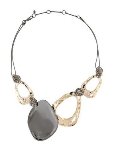Pre-owned Alexis Bittar Liquid Lucite & Crystal Collar Necklace, 19.5" In Multi