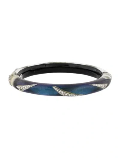 Pre-owned Alexis Bittar Liquid Lucite & Crystal Hinged Bangle Bracelet, 7" In Purple