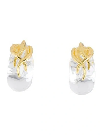 Pre-owned Alexis Bittar Liquid Lucite & Crystal Hoop Earrings In Transparent