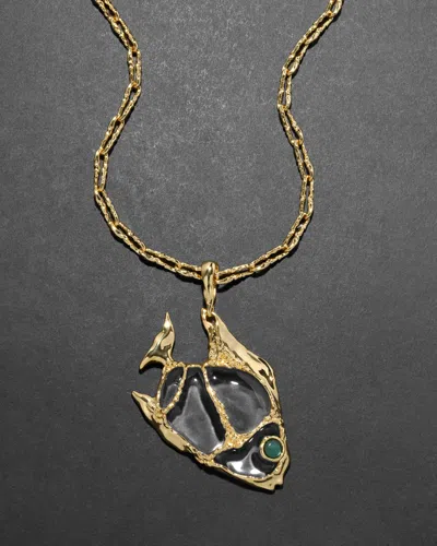 Alexis Bittar Liquid Lucite Angelfish Pendant Necklace In Green