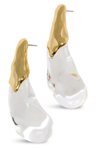 Alexis Bittar Liquid Lucite® Arched Drop Earrings In Gold/ Clear