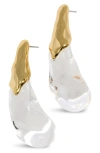 Alexis Bittar Liquid Lucite Arched Drop Earrings In 14k Gold Plated In Gold/clear